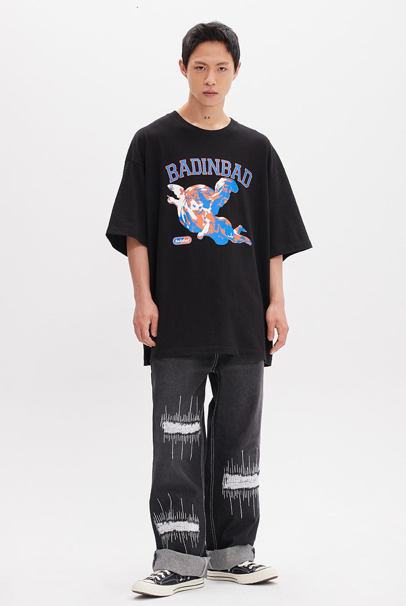 ベドインベド(BADINBAD) CUPID PAINTING TEE_BLACK