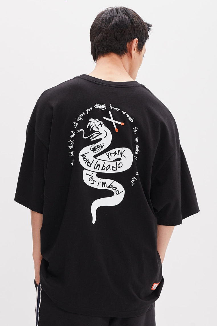 ベドインベド(BADINBAD) PRANK SNAKE LOGO TEE_BLACK