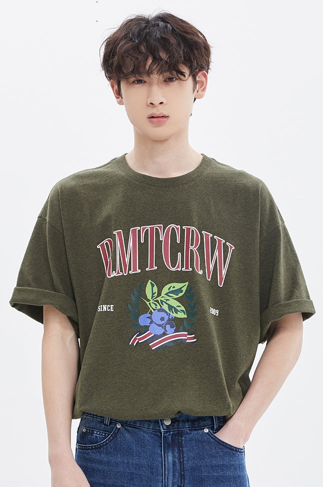 ROMANTIC CROWN(로맨틱 크라운) GARDENING BERRY TEE_MELANGE KHAKI