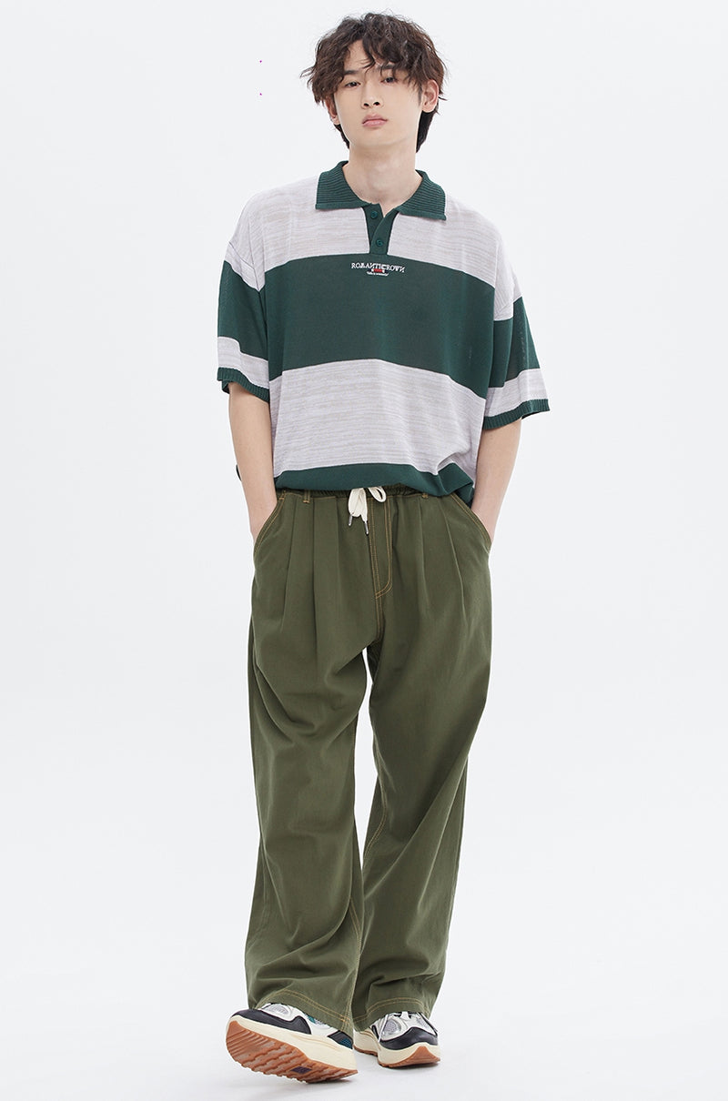ROMANTIC CROWN(로맨틱 크라운) STRIPE KNIT POLO_GREEN