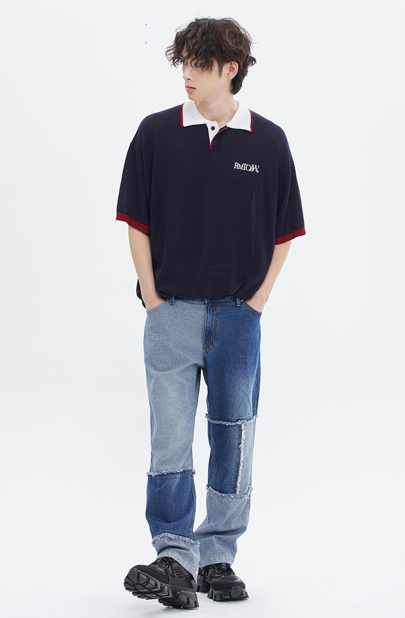ROMANTIC CROWN (로맨틱크라운) RECENT LOGO KNIT POLO_NAVY