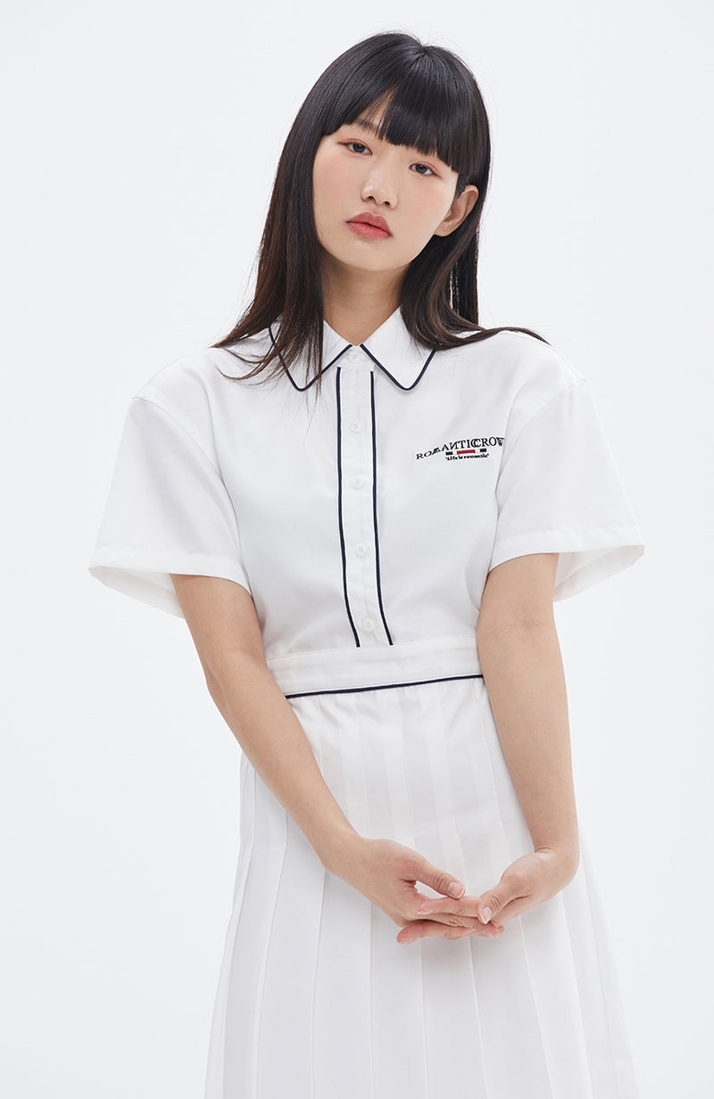 ROMANTIC CROWN(ロマンティック クラウン) PLEATS SUMMER DRESS_WHITE