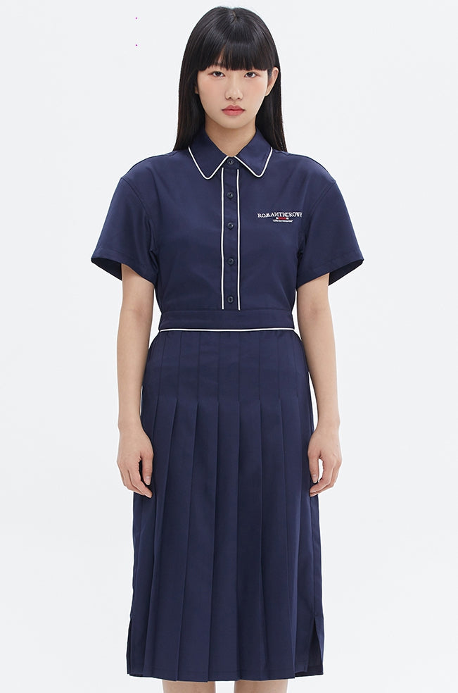 ROMANTIC CROWN(ロマンティック クラウン) PLEATS SUMMER DRESS_NAVY