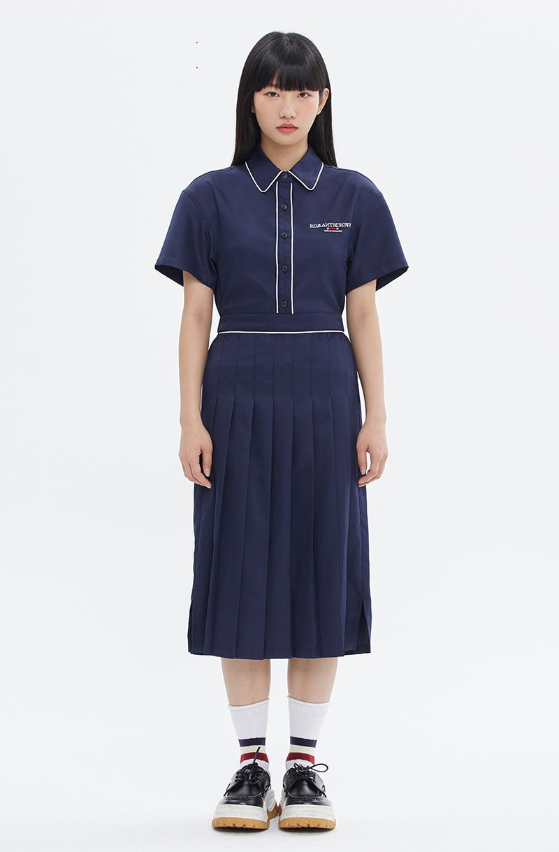 ROMANTIC CROWN(ロマンティック クラウン) PLEATS SUMMER DRESS_NAVY