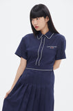 ROMANTIC CROWN(ロマンティック クラウン) PLEATS SUMMER DRESS_NAVY