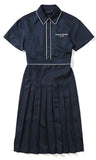ROMANTIC CROWN(ロマンティック クラウン) PLEATS SUMMER DRESS_NAVY