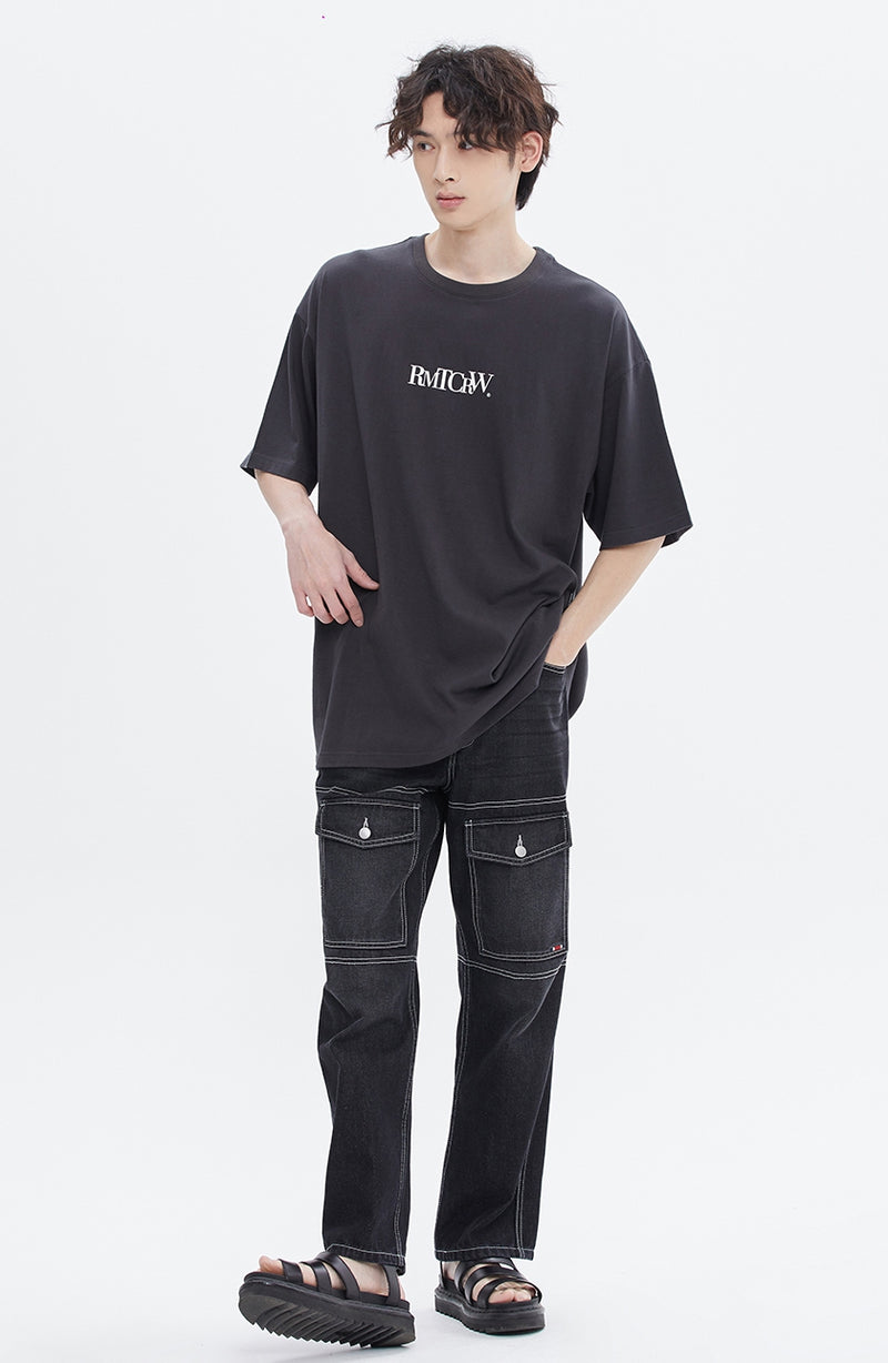 ROMANTIC CROWN(로맨틱 크라운) RECENT ESSENTIAL LOGO TEE_CHARCOAL