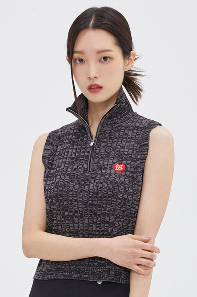 TARGETTO(ターゲット) HALF ZIP UP KNIT VEST_BLACK
