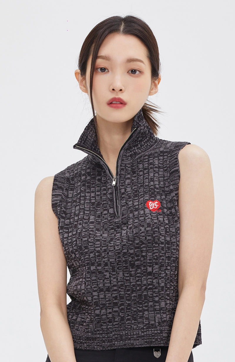 TARGETTO(ターゲット) HALF ZIP UP KNIT VEST_BLACK