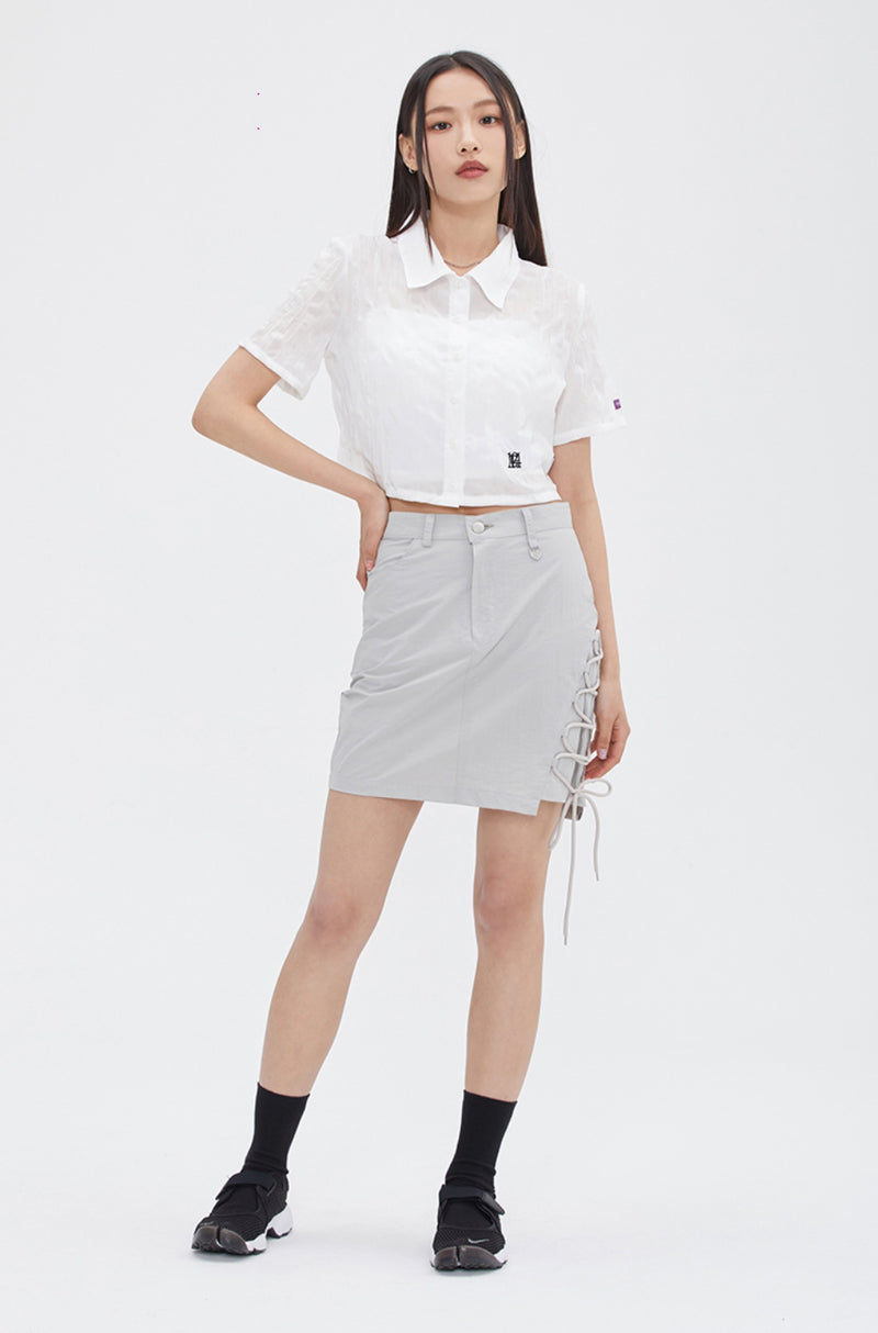 TARGETTO(ターゲット) ASHMETRY LACE UP SKIRT_LIGHT GREY