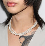 BLACKPURPLE (ブラックパープル) Glamorous Three-Line Pearl Necklace