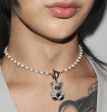 BLACKPURPLE (ブラックパープル) cozy bear pearl ball chain necklace