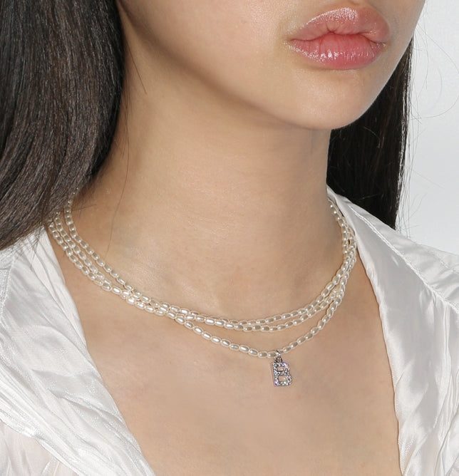 BLACKPURPLE (ブラックパープル) Petit B Pearl Layered Necklace