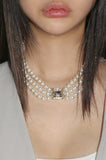 BLACKPURPLE (ブラックパープル) Marilyn Crystal Layering Pearl Necklace