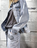 ブラックブロンド(BLACKBLOND) BBD Border Graffiti Logo Denim Jacket (Light Blue)