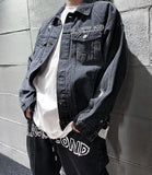 ブラックブロンド(BLACKBLOND) BBD Border Graffiti Logo Denim Jacket (Charcoal)