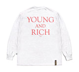 STIGMA(スティグマ)  22 YOUNG&RICH OVERSIZED LONG SLEEVES T-SHIRTS WHITE MELANGE