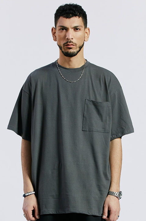 セイントペイン(SAINTPAIN) SP OVER FIT BASIC POCKET T SHIRTS-CHARCOAL