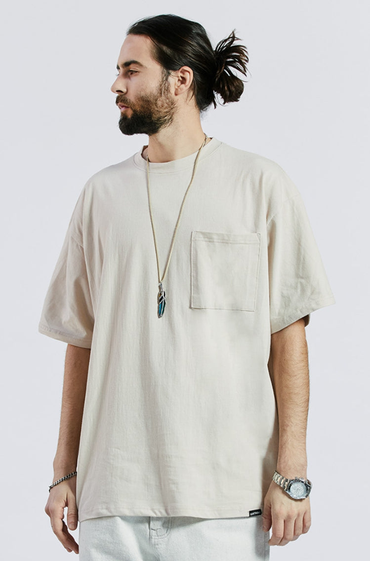 セイントペイン(SAINTPAIN) SP OVER FIT BASIC POCKET T SHIRTS-BEIGE