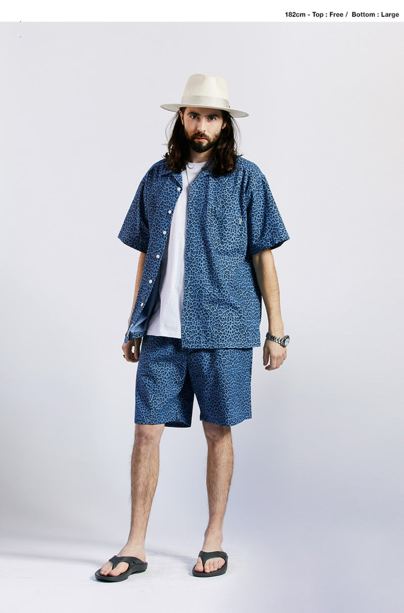 セイントペイン(SAINTPAIN) SP DENIM LEOPARD SHORTS-LIGHT BLUE