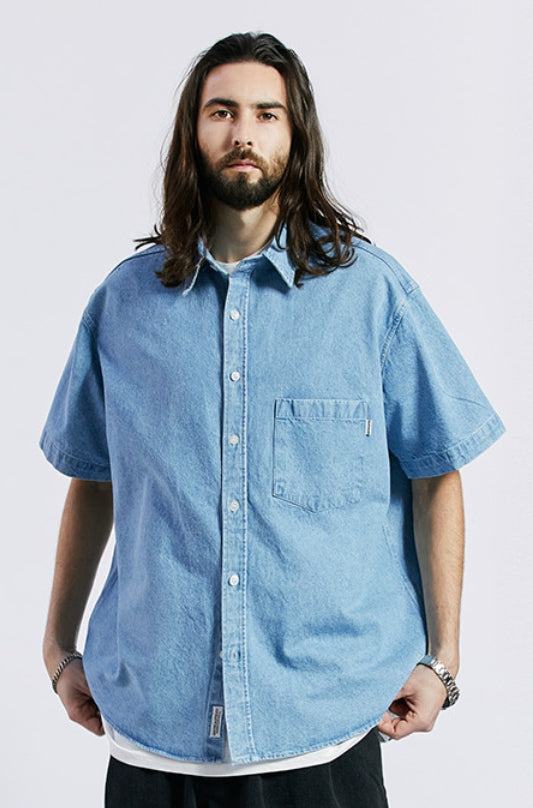 セイントペイン(SAINTPAIN) SP DENIM WASHED OVER SHORT SHIRTS