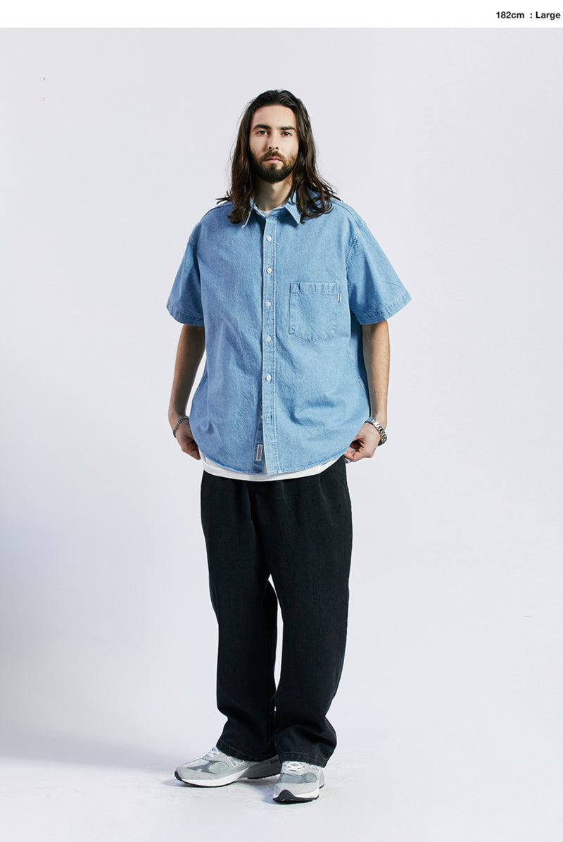 セイントペイン(SAINTPAIN) SP DENIM WASHED OVER SHORT SHIRTS