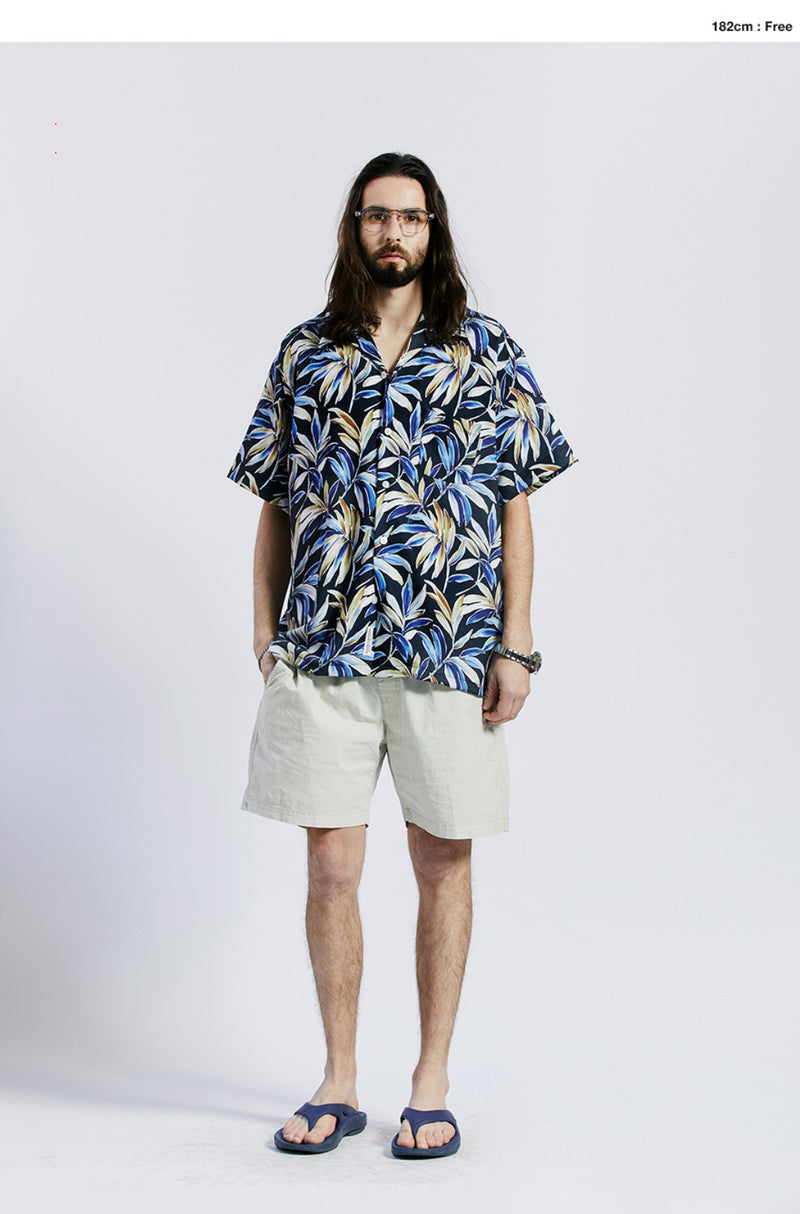 セイントペイン(SAINTPAIN)  SP OVER FIT FLOWER OPEN COLLAR SHIRTS-BLACK