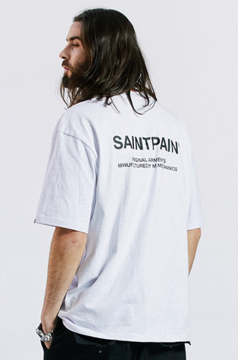 セイントペイン(SAINTPAIN) SP VARIATION LOGO T SHIRTS-ASH MELANGE BLACK
