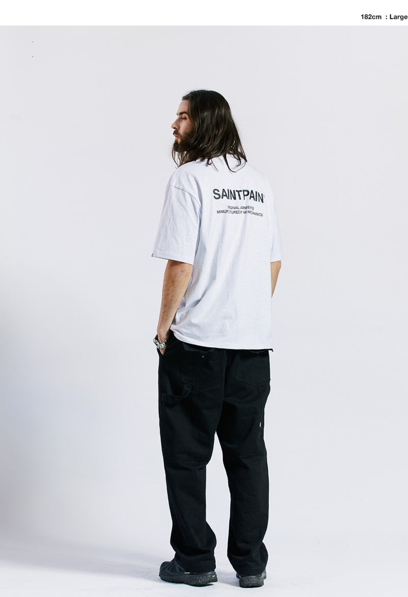 セイントペイン(SAINTPAIN) SP VARIATION LOGO T SHIRTS-ASH MELANGE BLACK