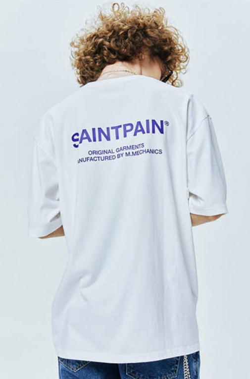 セイントペイン(SAINTPAIN) SP VARIATION LOGO T SHIRTS-WHITE BLUE
