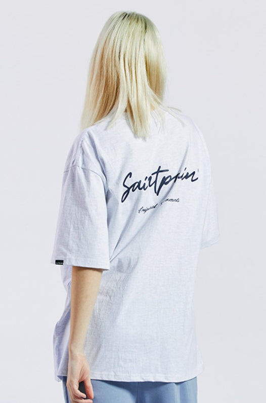 セイントペイン(SAINTPAIN) SP CALLI LOGO T SHIRTS-ASH MELANGE