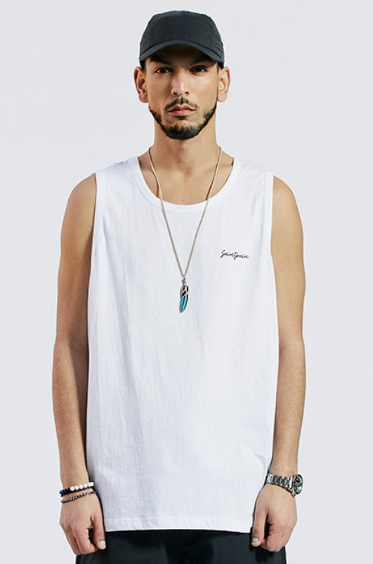 セイントペイン(SAINTPAIN) SP CALLY LOGO LONG SLEEVELESS-WHITE