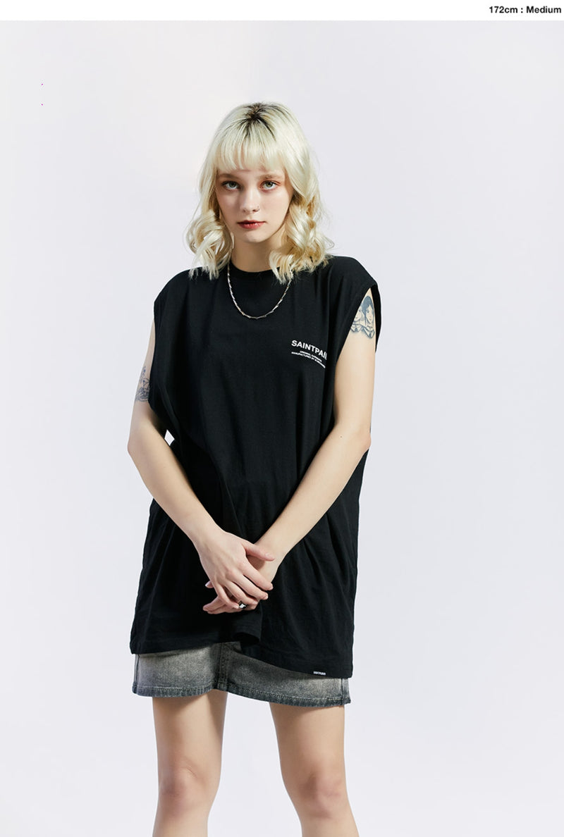 セイントペイン(SAINTPAIN) SP VRTN LOGO SLEEVELESS-BLACK