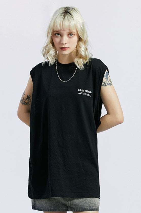 セイントペイン(SAINTPAIN) SP VRTN LOGO SLEEVELESS-BLACK