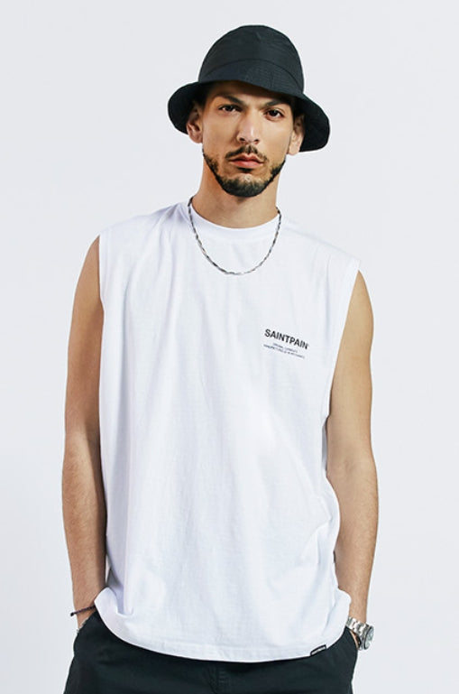 セイントペイン(SAINTPAIN) SP VRTN LOGO SLEEVELESS-WHITE