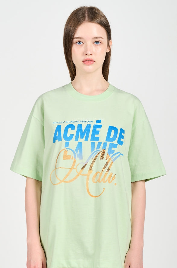 アクメドラビ(acme' de la vie) BACKGROUND LOGO SHORT SLEEVE T-SHIRT MINT