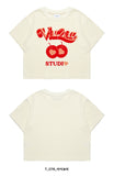 VARZAR(バザール) Twin Apple Heart Crop T-Shirts (2color)