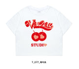 VARZAR(バザール) Twin Apple Heart Crop T-Shirts (2color)