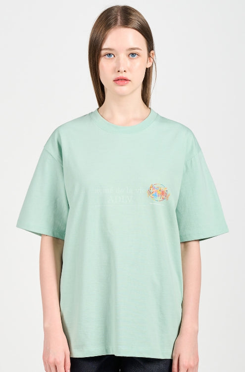 アクメドラビ(acme' de la vie) GRADATION CRAYON LOGO SHORT SLEEVE T-SHIRT MINT
