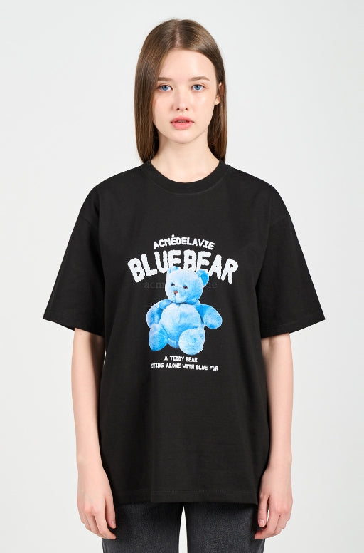 アクメドラビ(acme' de la vie) BLUE TEDDY BEAR SHORT SLEEVE T-SHIRT BLACK