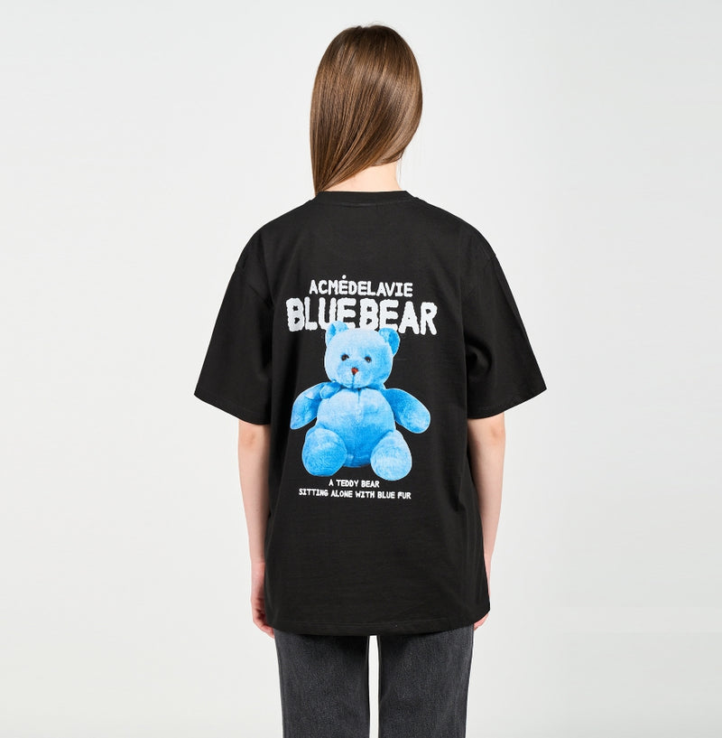 アクメドラビ(acme' de la vie) BLUE TEDDY BEAR SHORT SLEEVE T-SHIRT BLACK