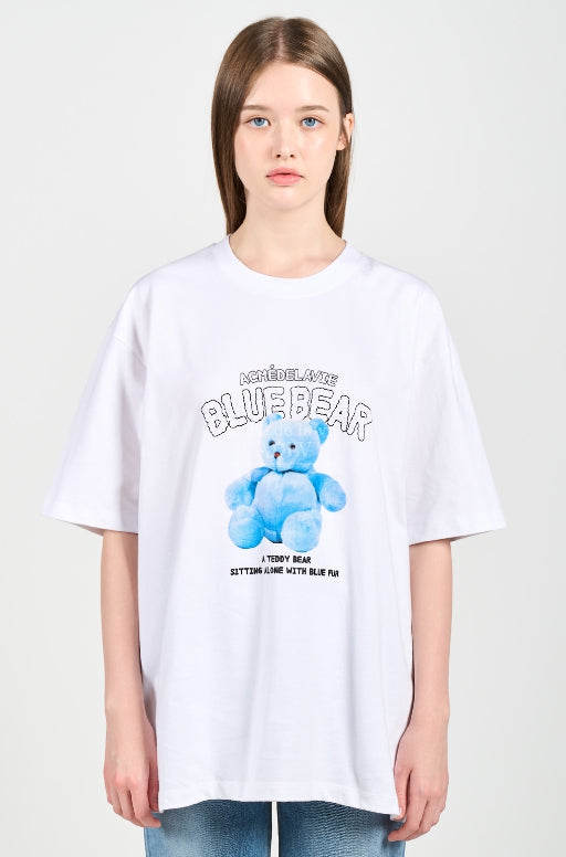 アクメドラビ(acme' de la vie) BLUE TEDDY BEAR SHORT SLEEVE T-SHIRT WHITE