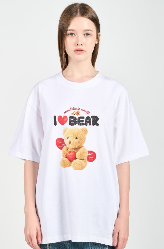 アクメドラビ(acme' de la vie) I LOVE TEDDY BEAR SHORT SLEEVE T-SHIRT WHITE