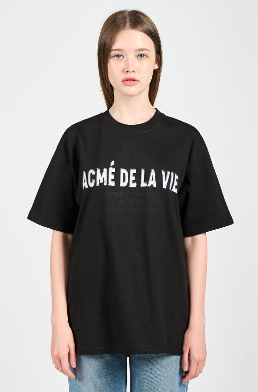 アクメドラビ(acme' de la vie) 3D CHROME LOGO SHORT SLEEVE T-SHIRT BLACK