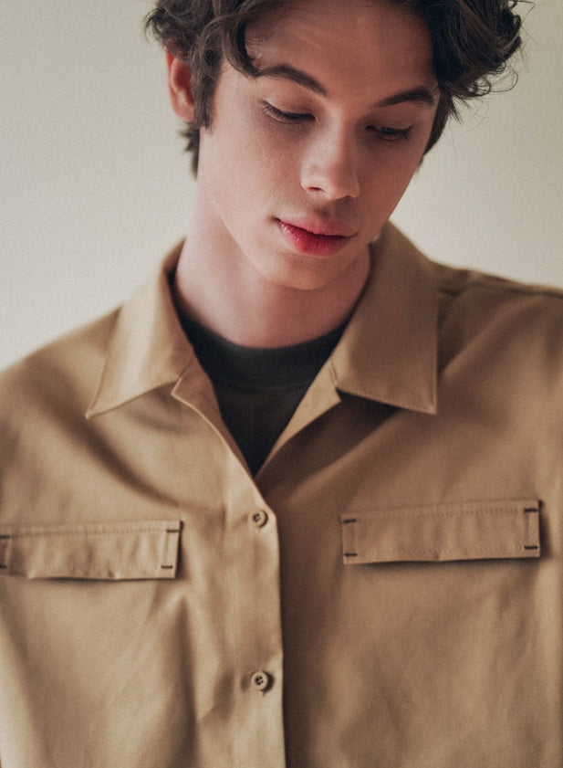 UNDERBASE(アンダーベース) It's two-pocket short-sleeved shirt Beige ISSS9087