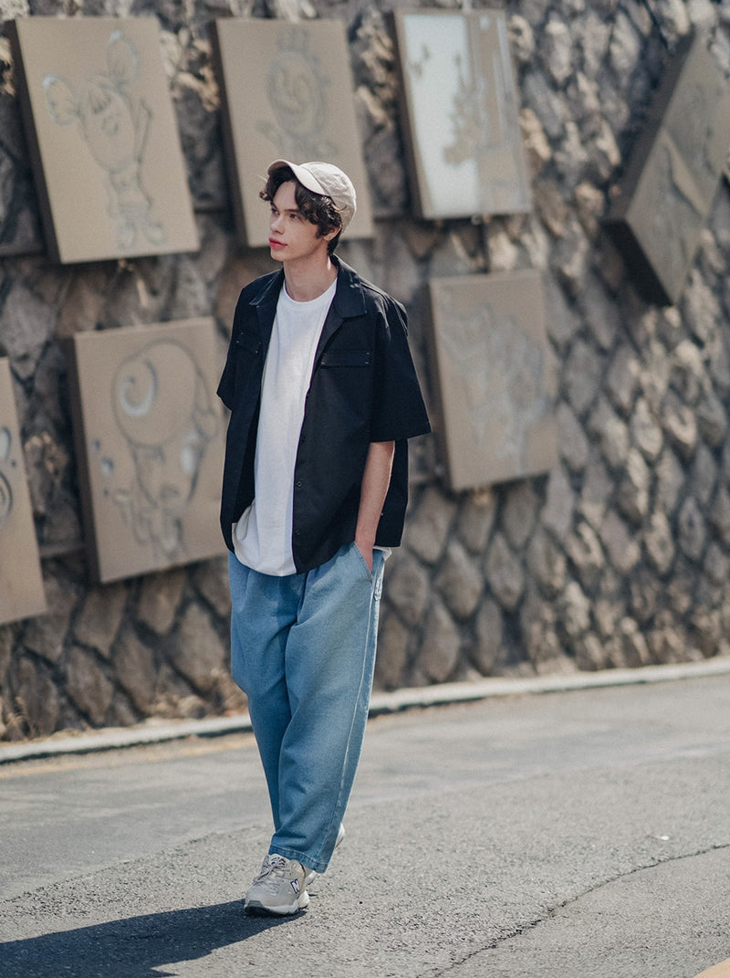 UNDERBASE(アンダーベース) It's two-pocket short-sleeved shirt Black ISSS9087