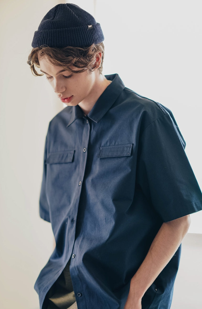 UNDERBASE(アンダーベース) It's two-pocket short-sleeved shirt Navy ISSS9087