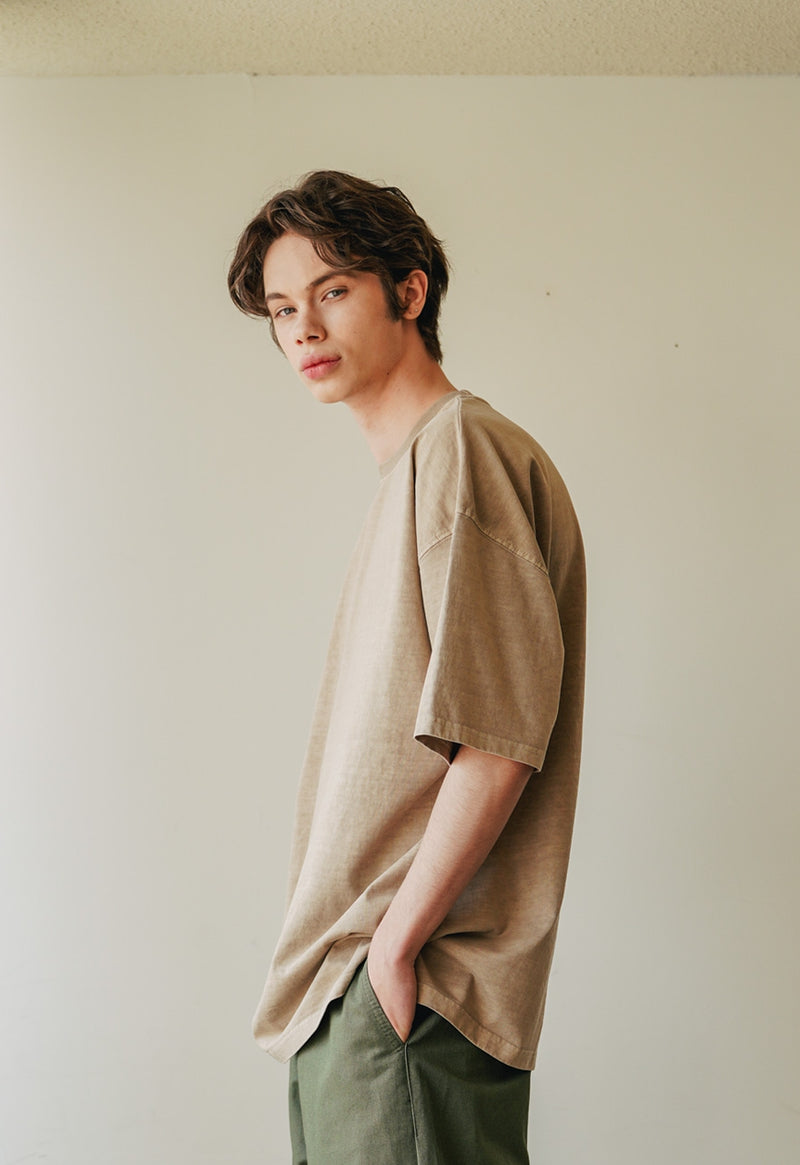 UNDERBASE(アンダーベース) Semond Pigment Short-Sleeved Beige ISST9089