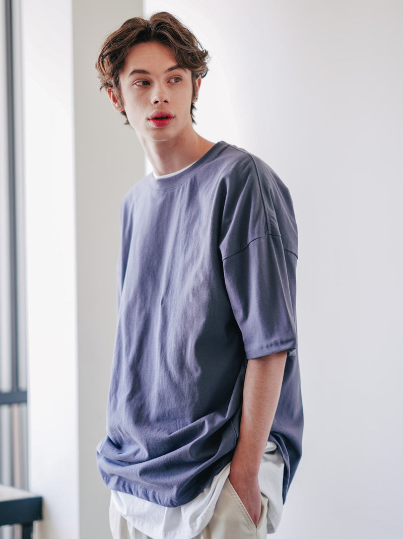 UNDERBASE(アンダーベース) Single overfit short-sleeve blue gray ISST9052