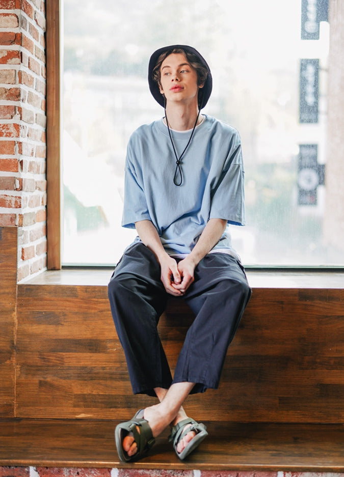 UNDERBASE(アンダーベース) Single overfit short-sleeve blue ISST9052